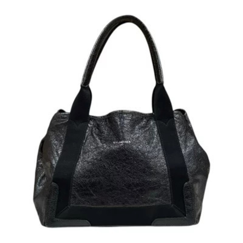 Balenciaga Navy Blue Cabas Tote Bag Leather Black